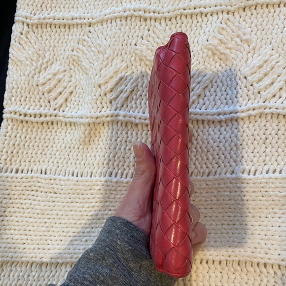 Dark Pink Bottega Woven Wallet - Picture 3 of 10